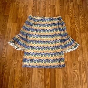 VaVa by Joy Han Boat Neck Zig Zag Pattern Dress Tunic Blue Orange  Womens small